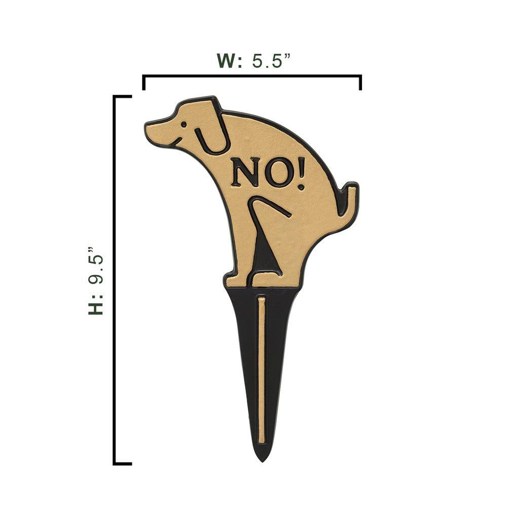 None Pet Owner Courtesy Small Round No Poop Dog Silhouette Cast Aluminum Yard Sign