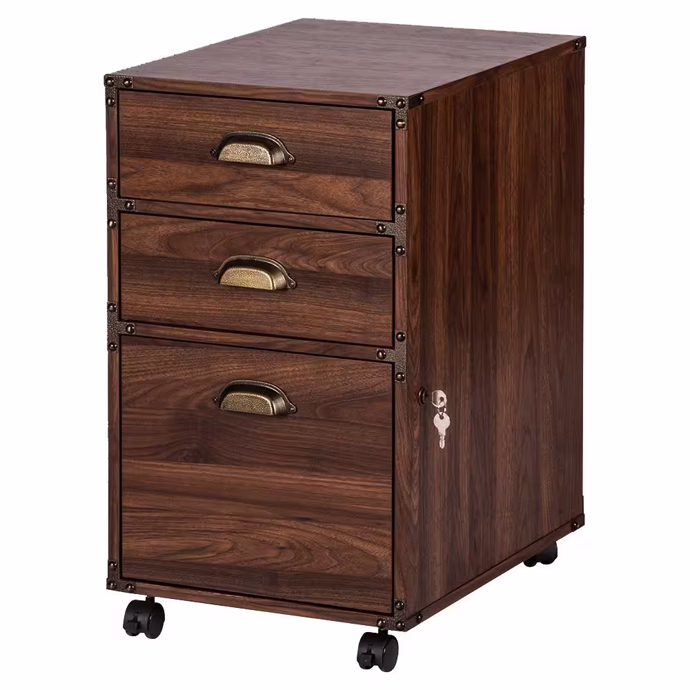 SAINT BIRCH Hanson Walnut 3-Drawer Mobile File Cabinet
