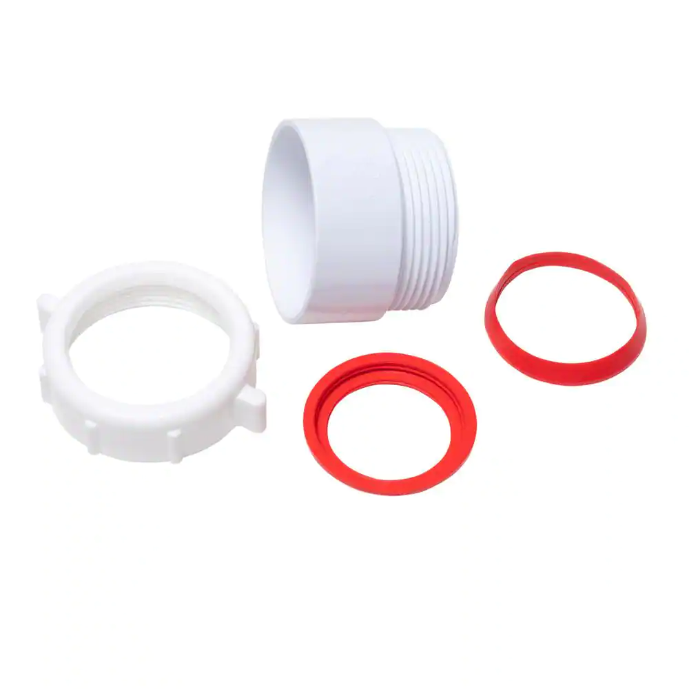 Oatey 1-1/2 in. White Plastic Threaded Sink Drain Pipe Adapter with Slip-Joint Nut and Washer