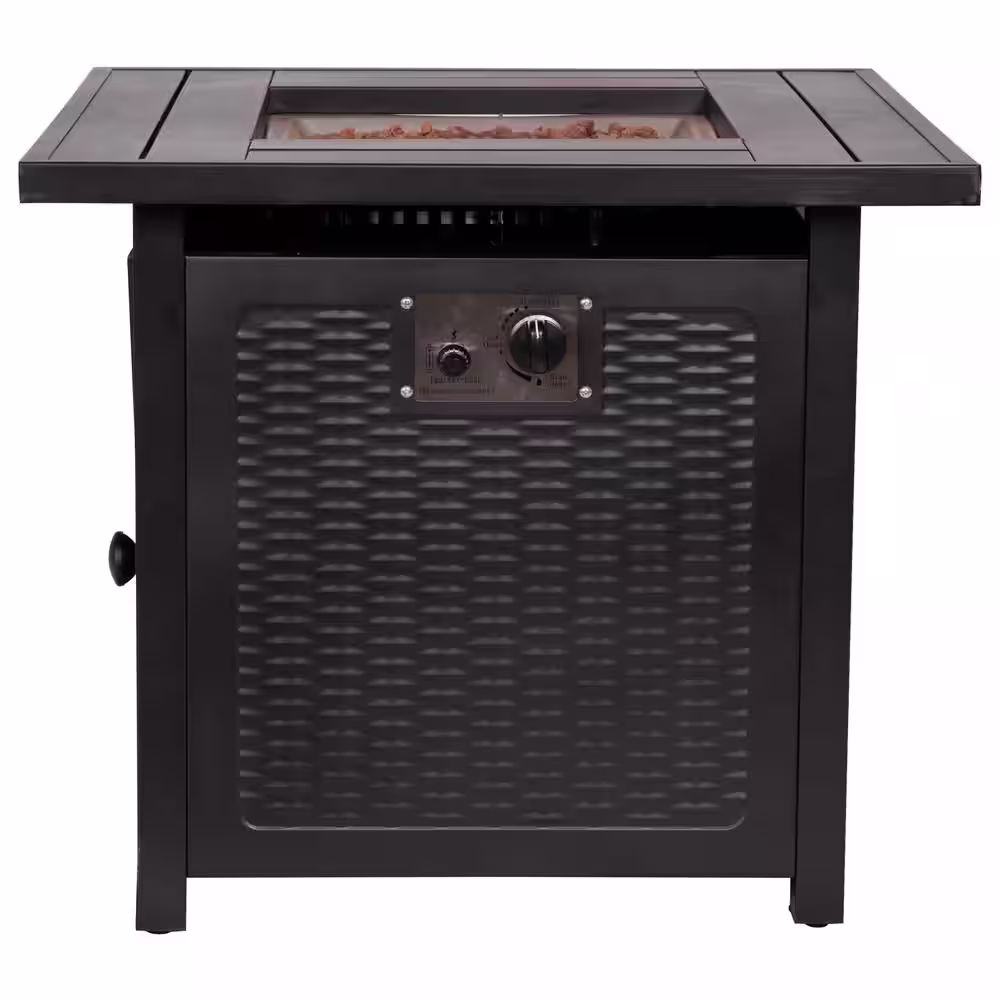 None Black Steel Fire Pit Table