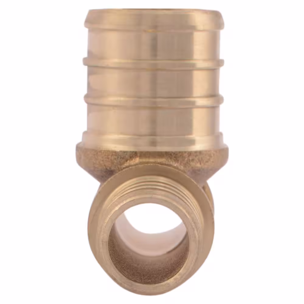 SharkBite 1/2 in. x 1/2 in. x 3/4 in. PEX Barb Brass Bullnose Tee Fitting (Bag of 25)