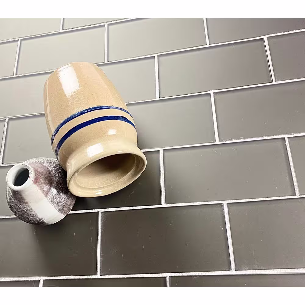ABOLOS Transitional Design Style Matte Bronze Subway 3 in. x 6 in. Glass Decorative Backsplash Wall Tile (1 sq. ft./Pack)