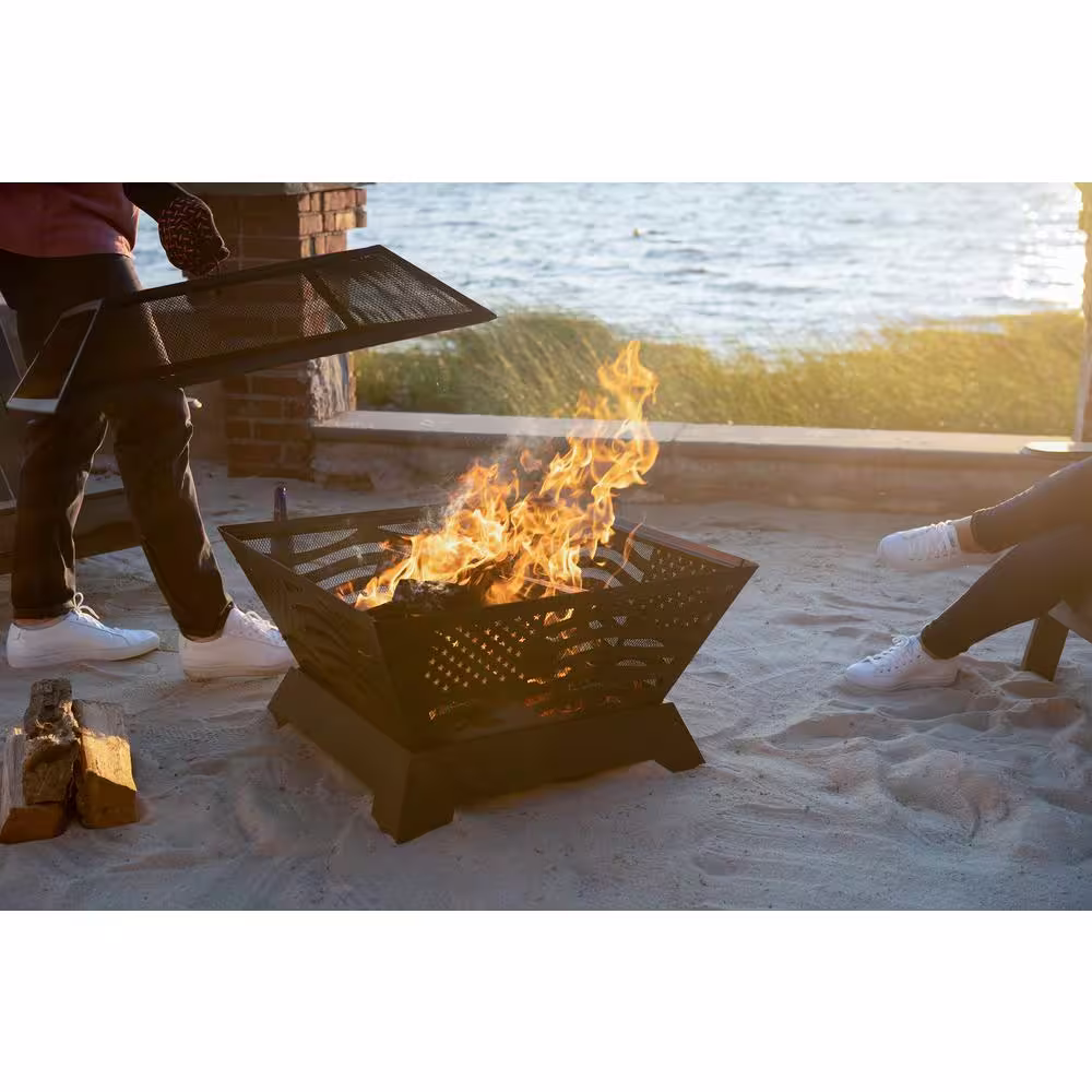 Endless Summer 28 in. D Steel Patriot American Flag Wood Burning Fire Pit