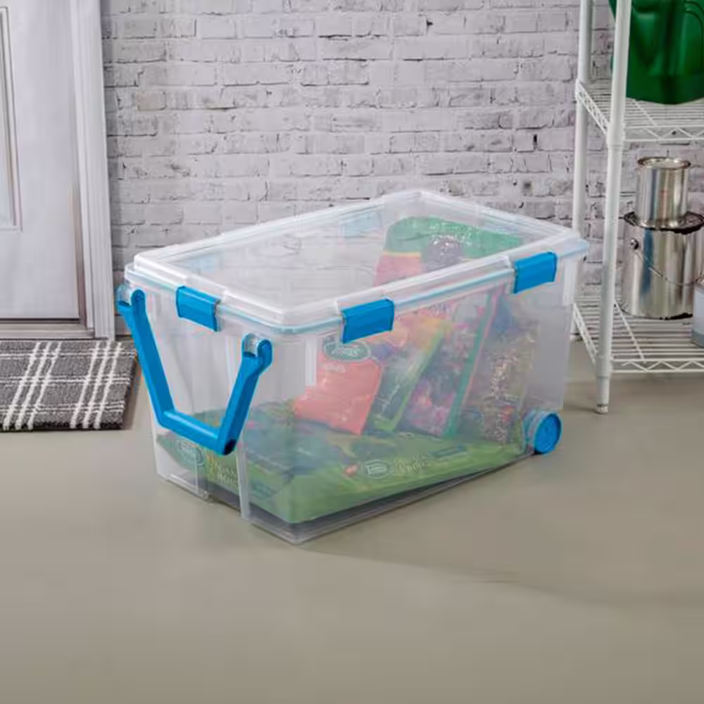 Sterilite 120 qt. Plastic Home Storage Box with Latching Lid in Clear, 9-Pack