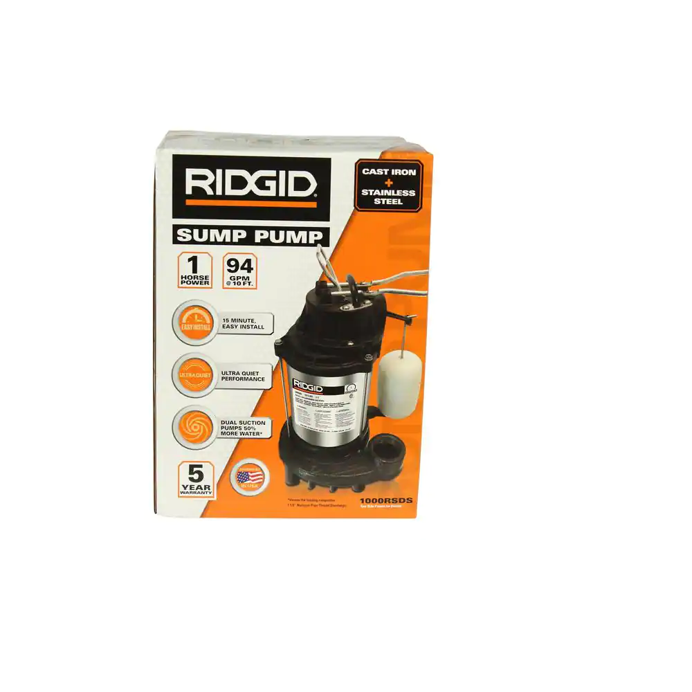RIDGID 1 HP Stainless Steel Dual Suction Sump Pump