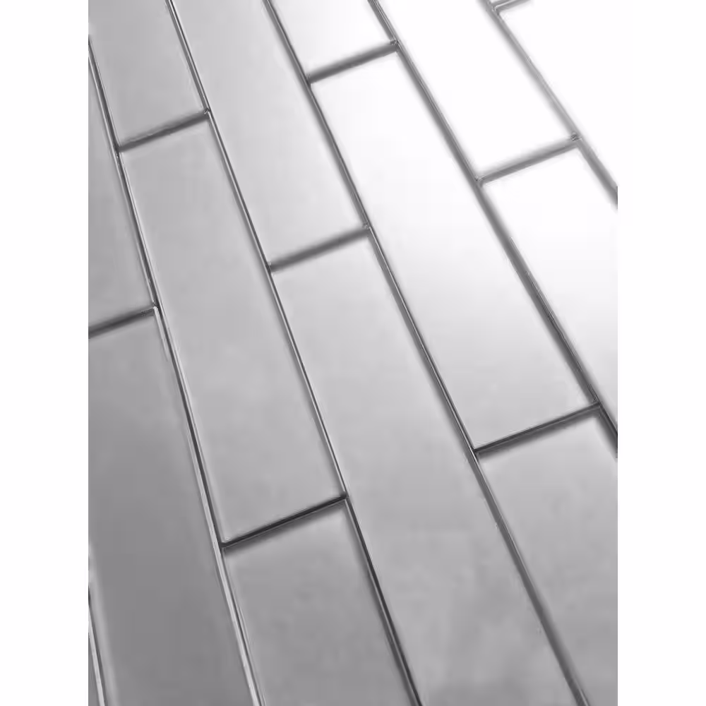 ABOLOS Transitional Design Frosted Silver Subway 2 in. x 8 in. Glass Decorative Wall Tile (0.111 Sq. Ft./Piece)