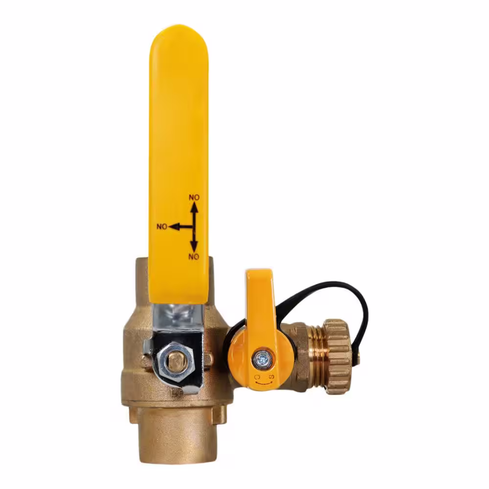 The Plumber's Choice 1-1/2 in. Brass SWT High Flow Drain Ball Valve, 3-Way Adjustable Flow Path