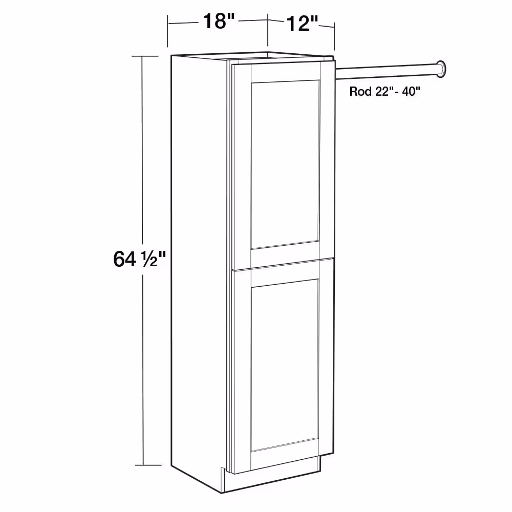 MILL'S PRIDE Richmond Verona White 64.5 in. H x 18 in. W x 12 in. D Plywood Laundry Room Wall Cabinet Tower and Rod with 2 Shelves