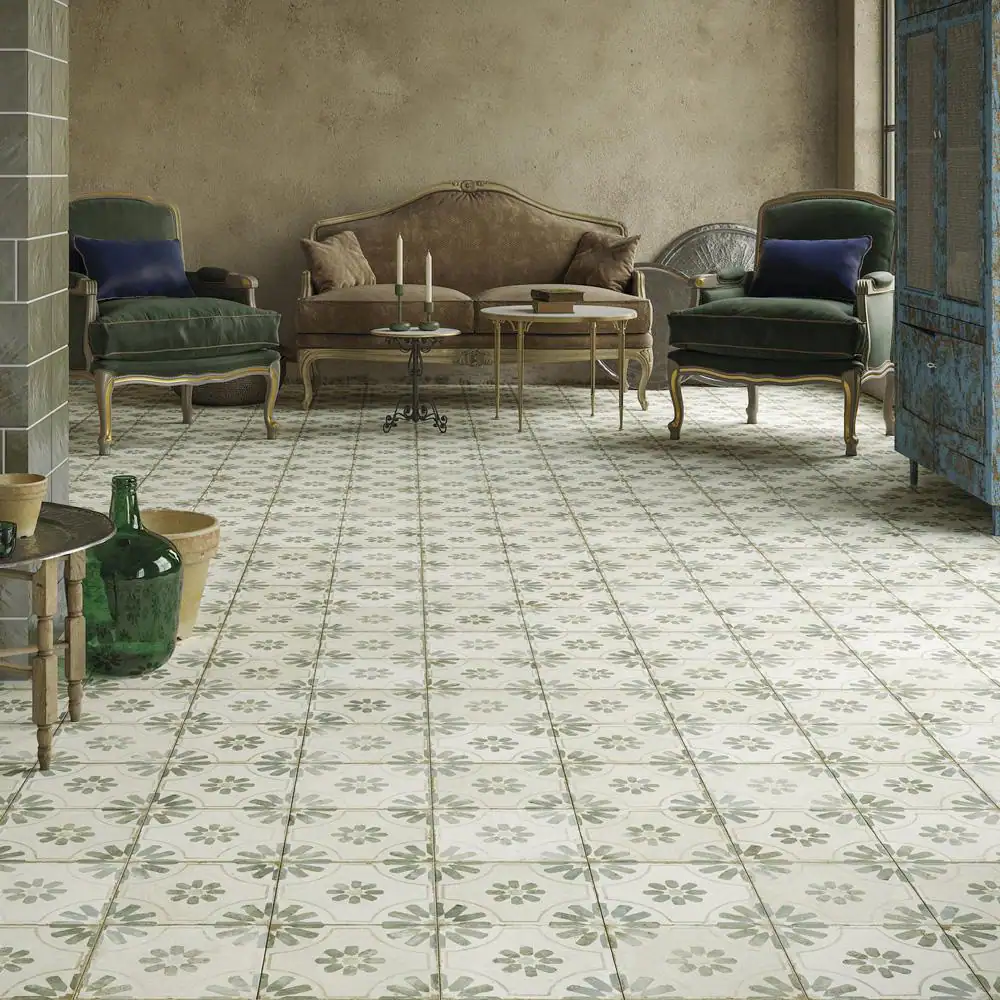 Merola Tile Kings Blume Sage 17-5/8 in. x 17-5/8 in. Ceramic Floor and Wall Tile (10.95 sq. ft./Case)