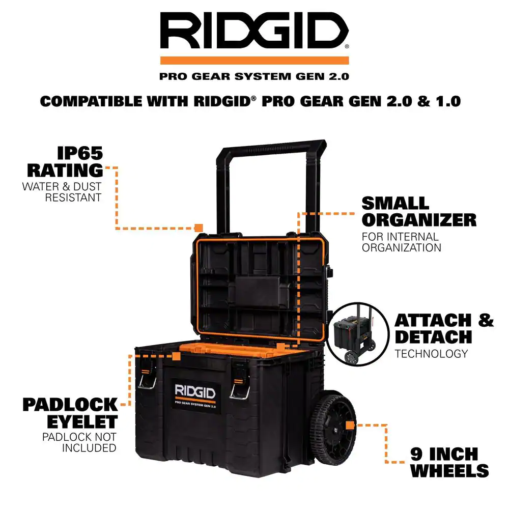 RIDGID 2.0 Pro 22 in. Gear System Rolling Tool Box and Tool Box