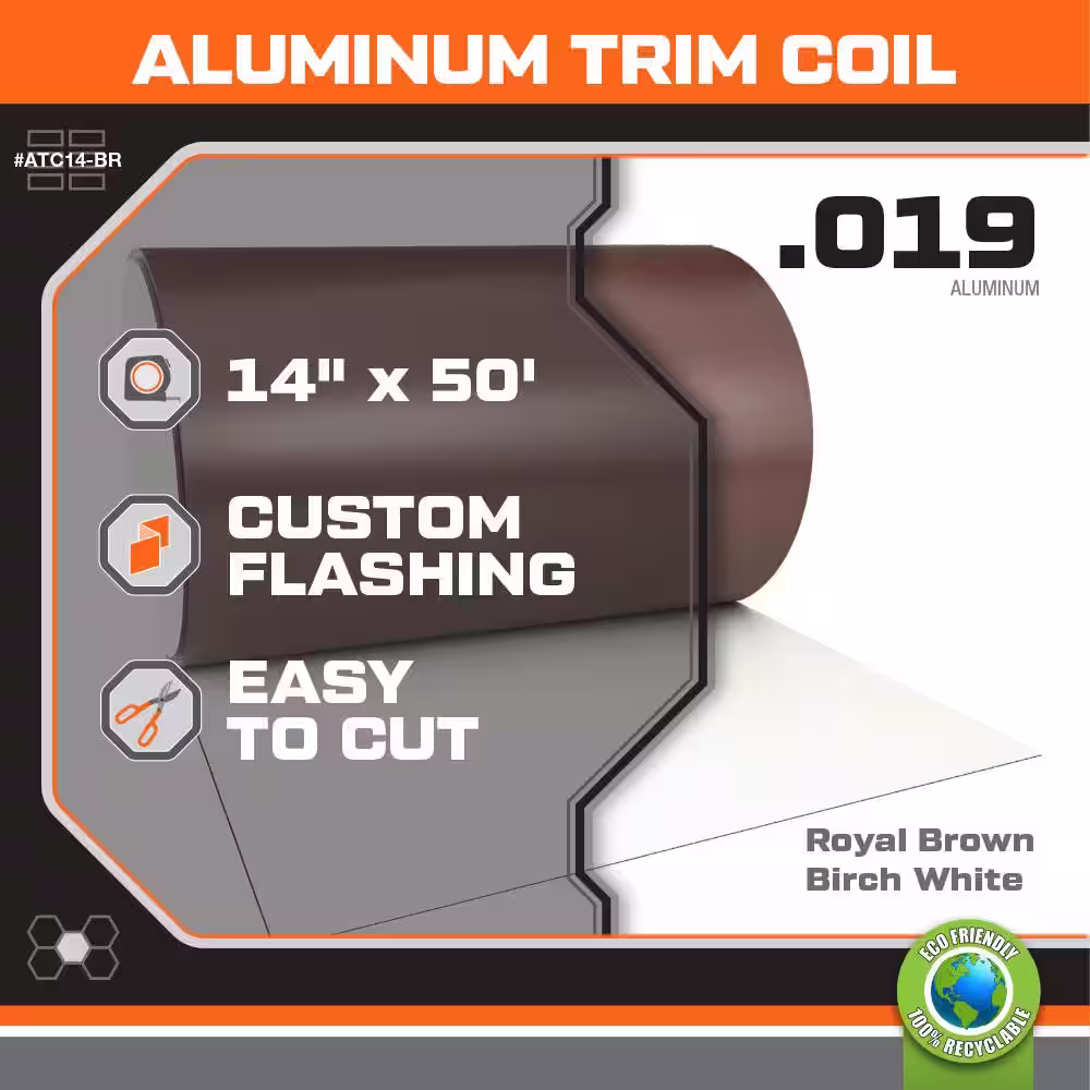 Gibraltar Building Products 14 in. x 50 ft. Royal Brown Over Birch White Aluminum Trim Coil