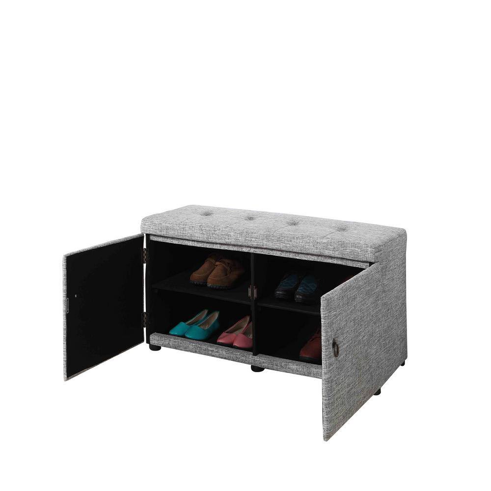 ORE International 18 in. Dove Grey 8-Pair Shoe Storage Bench