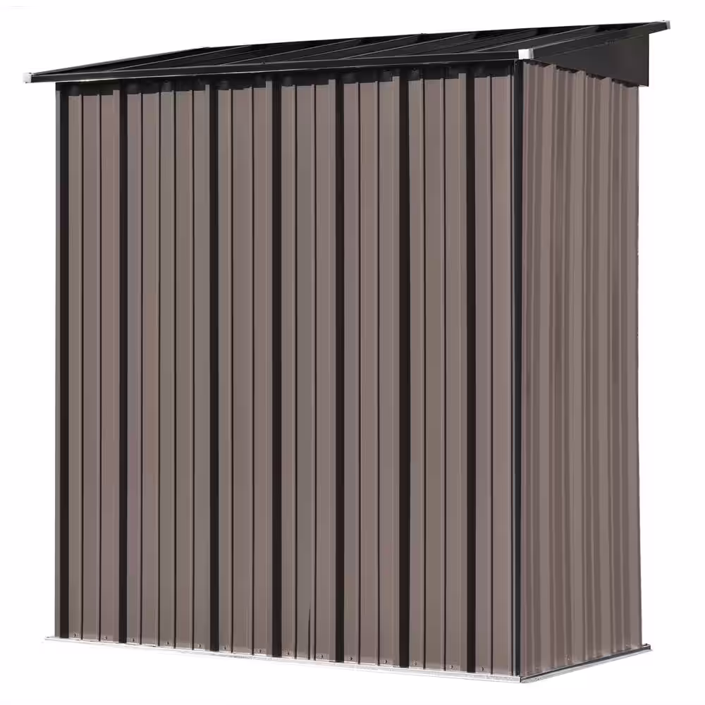 Afoxsos Patio 5ft x3ft Brown Metal Garden Storage Shed with Lockable Doors, Tool Cabinet and Vents,Coverage Area 85.5 sq. Ft.