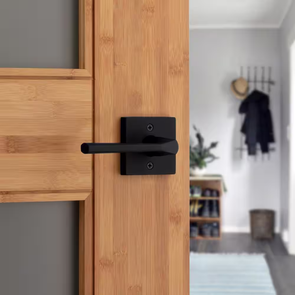 Kwikset Lisbon Square Matte Black Half-Dummy Door Lever