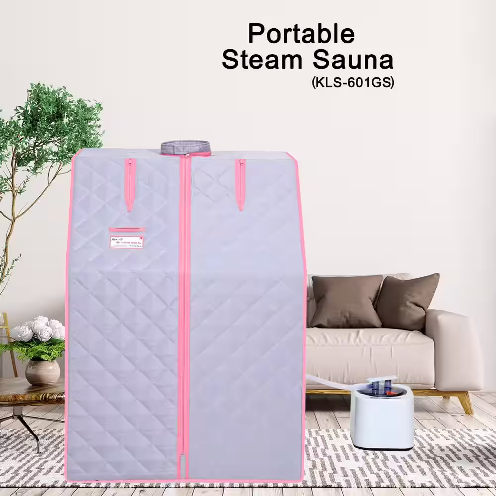 None 1-Person Half body Grey Steam Sauna with Foldable Chair