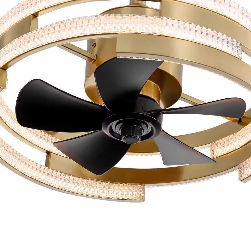 None Grover 18 in. Indoor Integrated LED Gold Ceiling Fan with Remote and Light Included