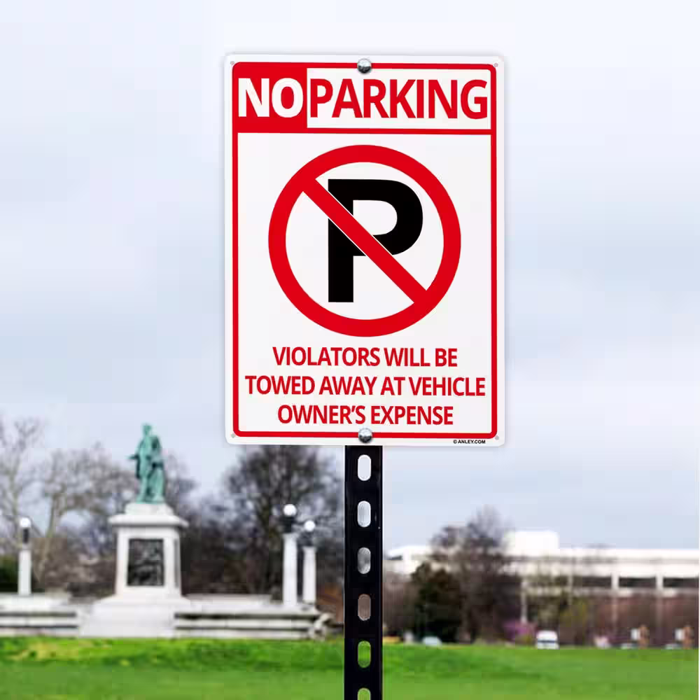 ANLEY 14 in. x 10 in. No Parking Sign - Violators Will Be Towed Away at Vehicle Owners Expense Metal Warning Sign