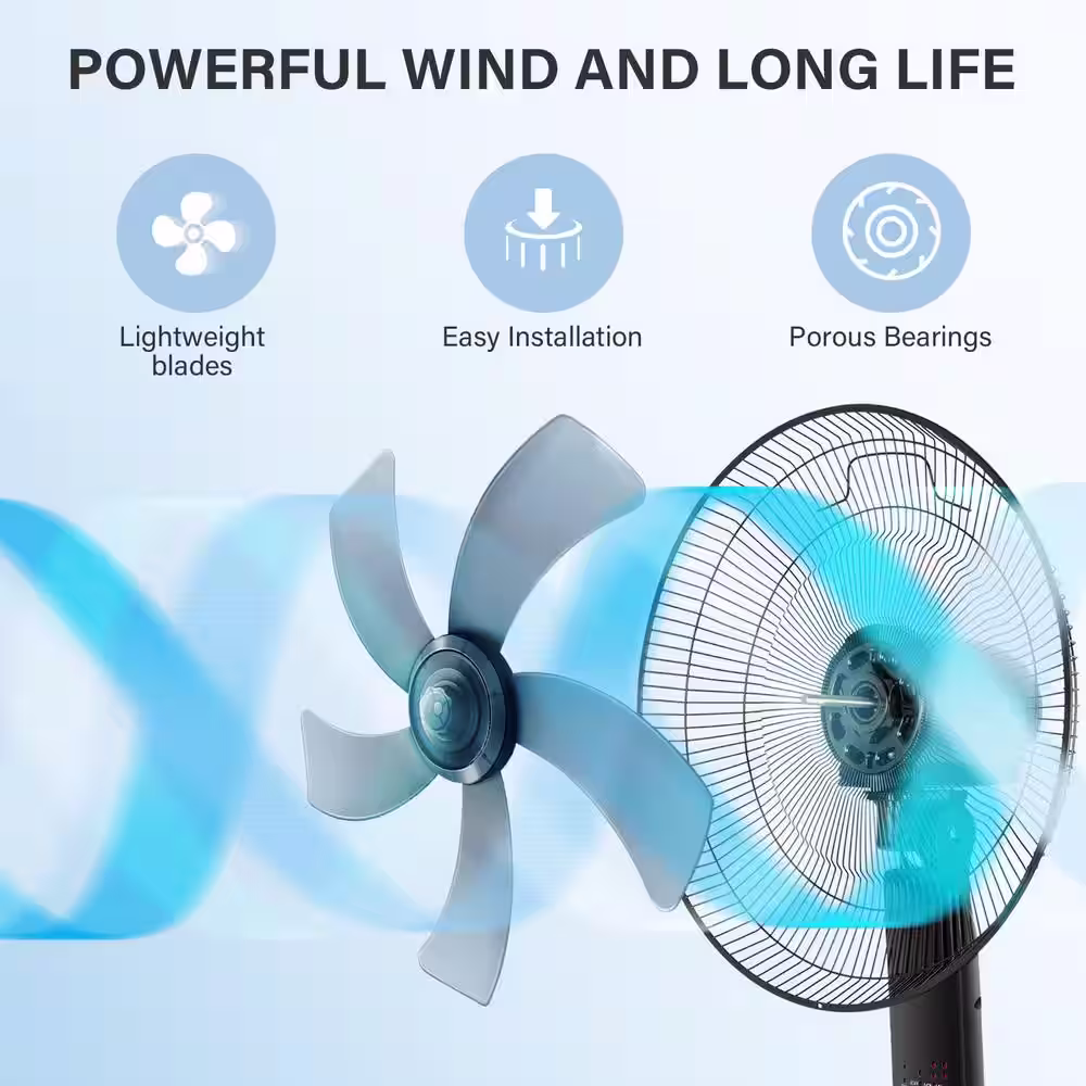 Amucolo 16 in. Oscillating 3 Speed Pedestal Stand Fan Floor Fan in Black with Remote Control and Timer