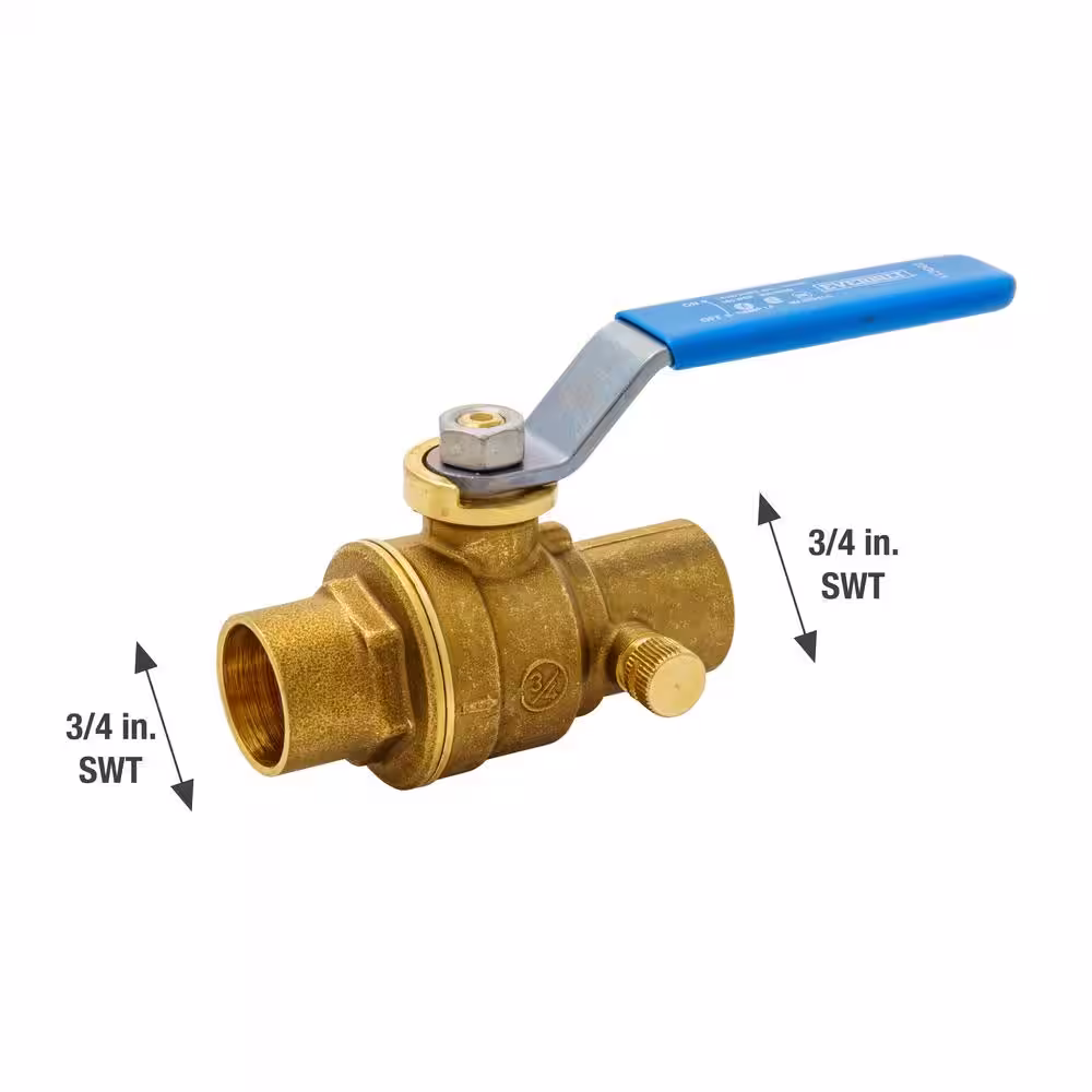Everbilt 3/4 in. Brass Sweat x Sweat Stop and Waste Ball Valve