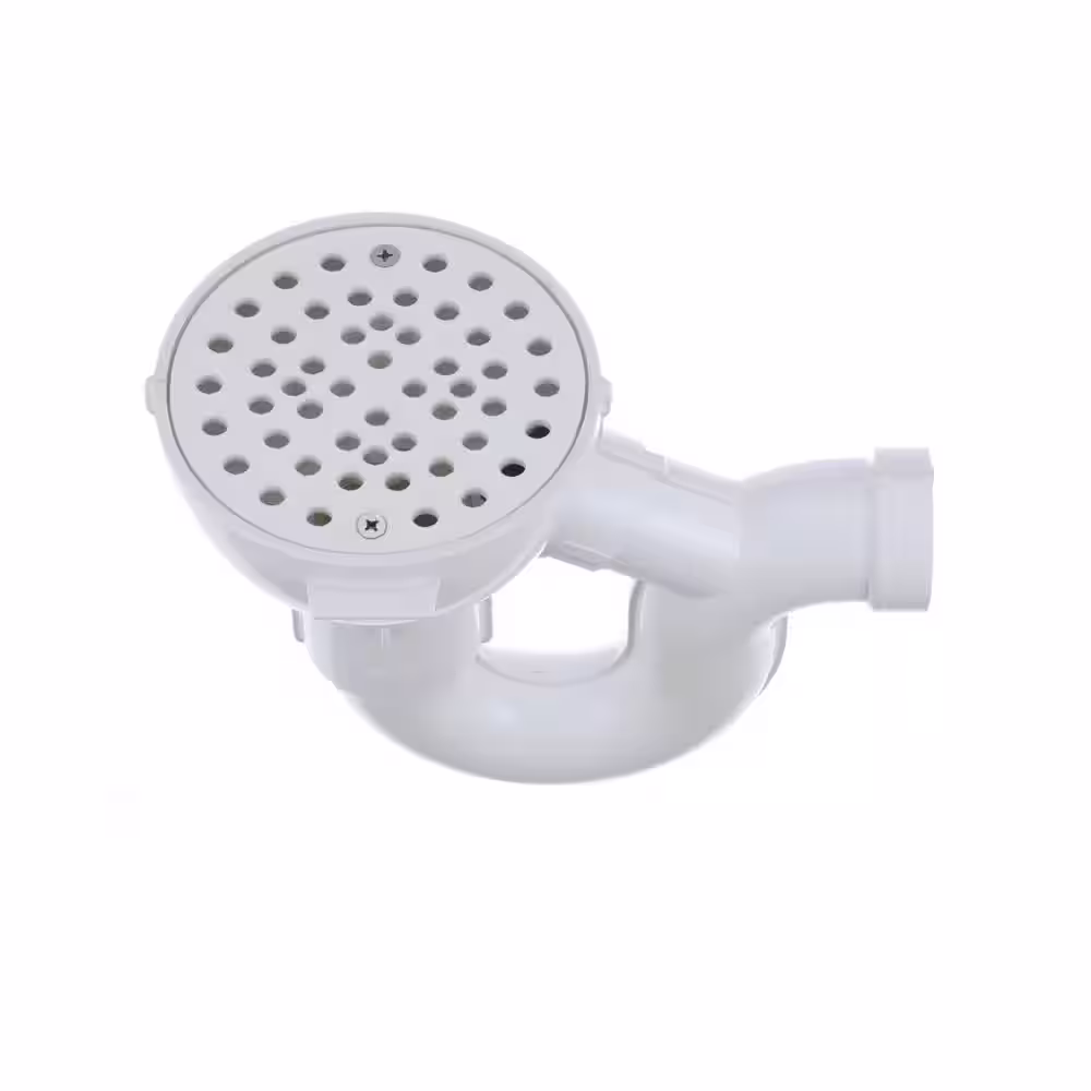 Oatey Round White PVC Floor Drain with P-Trap, Cleanout and Screw-In Drain Cover