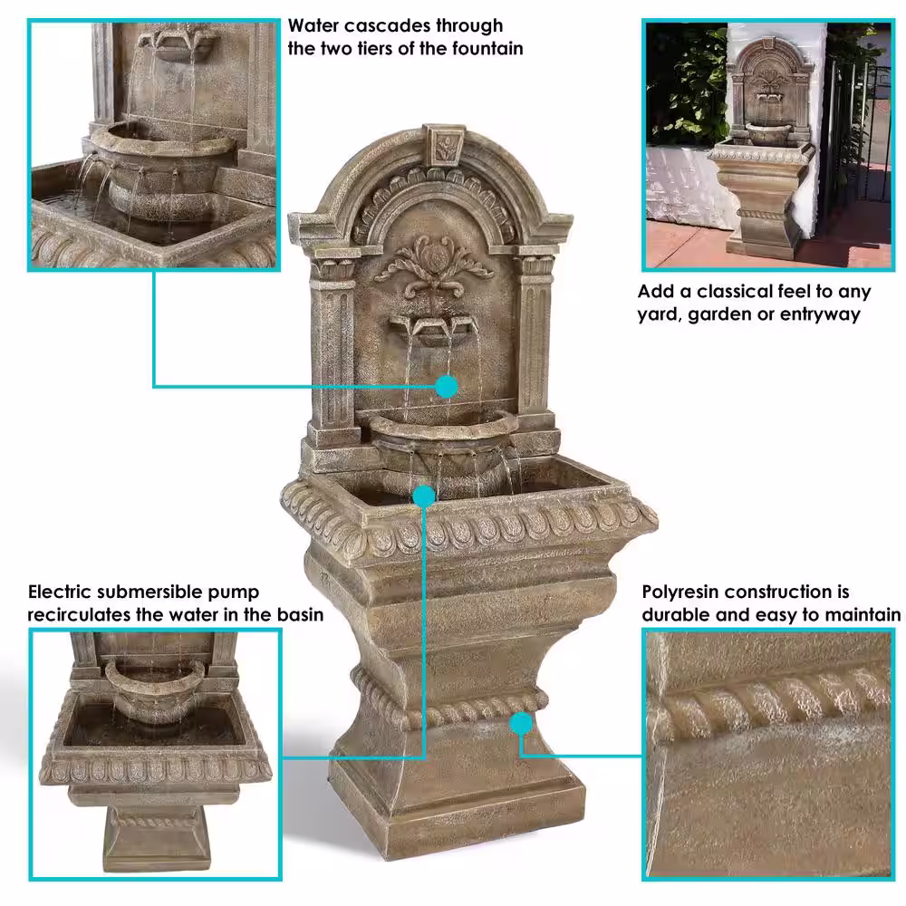 Sunnydaze Decor 51 in. Ornate Lavello Outdoor Water Fountain
