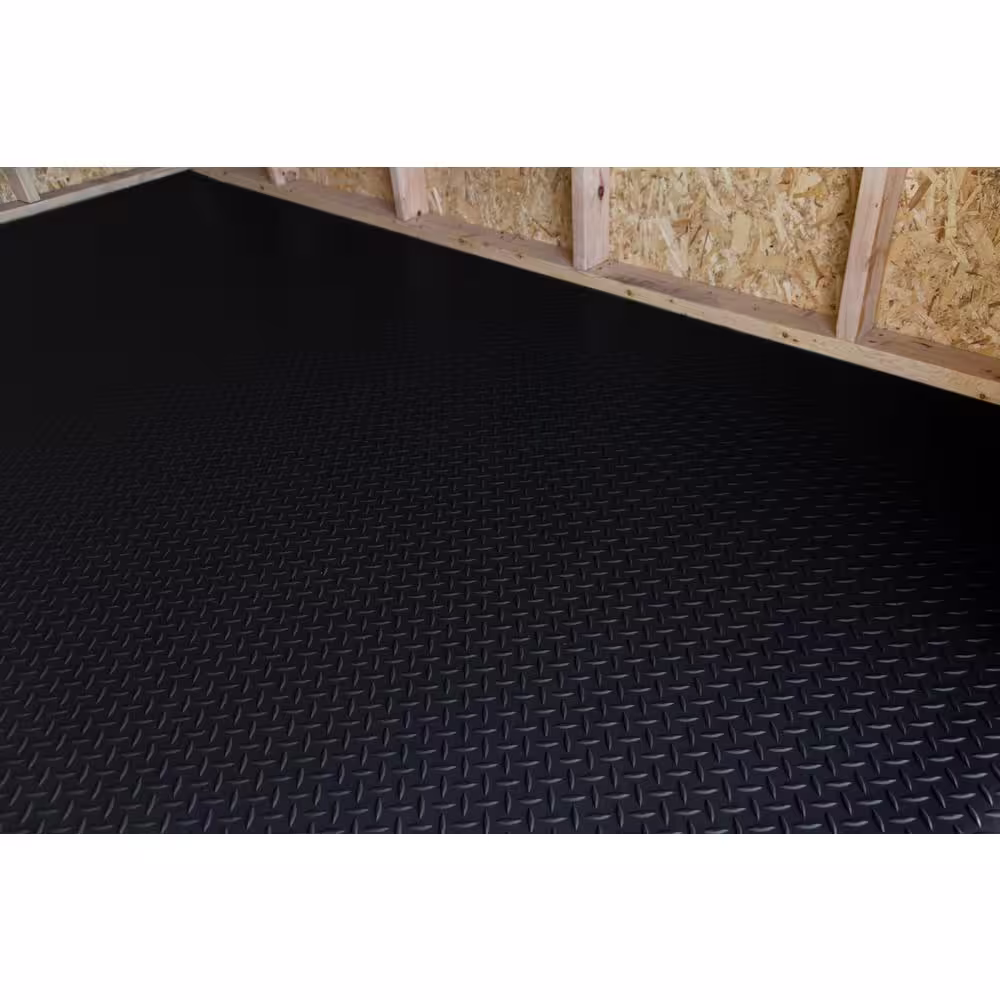 G-Floor Shed Flooring Midnight Black Diamond Tread Commercial Vinyl Sheet Flooring (8 ft. W x 10 ft. L)