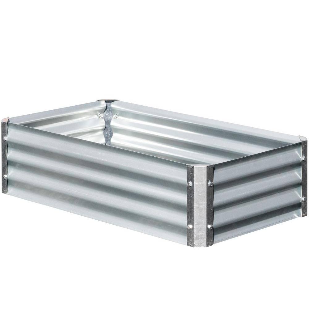 EarthMark Bajo Series 22 in. x 40 in. x 10 in. Rectangle Galvanized Metal Raised Garden Bed