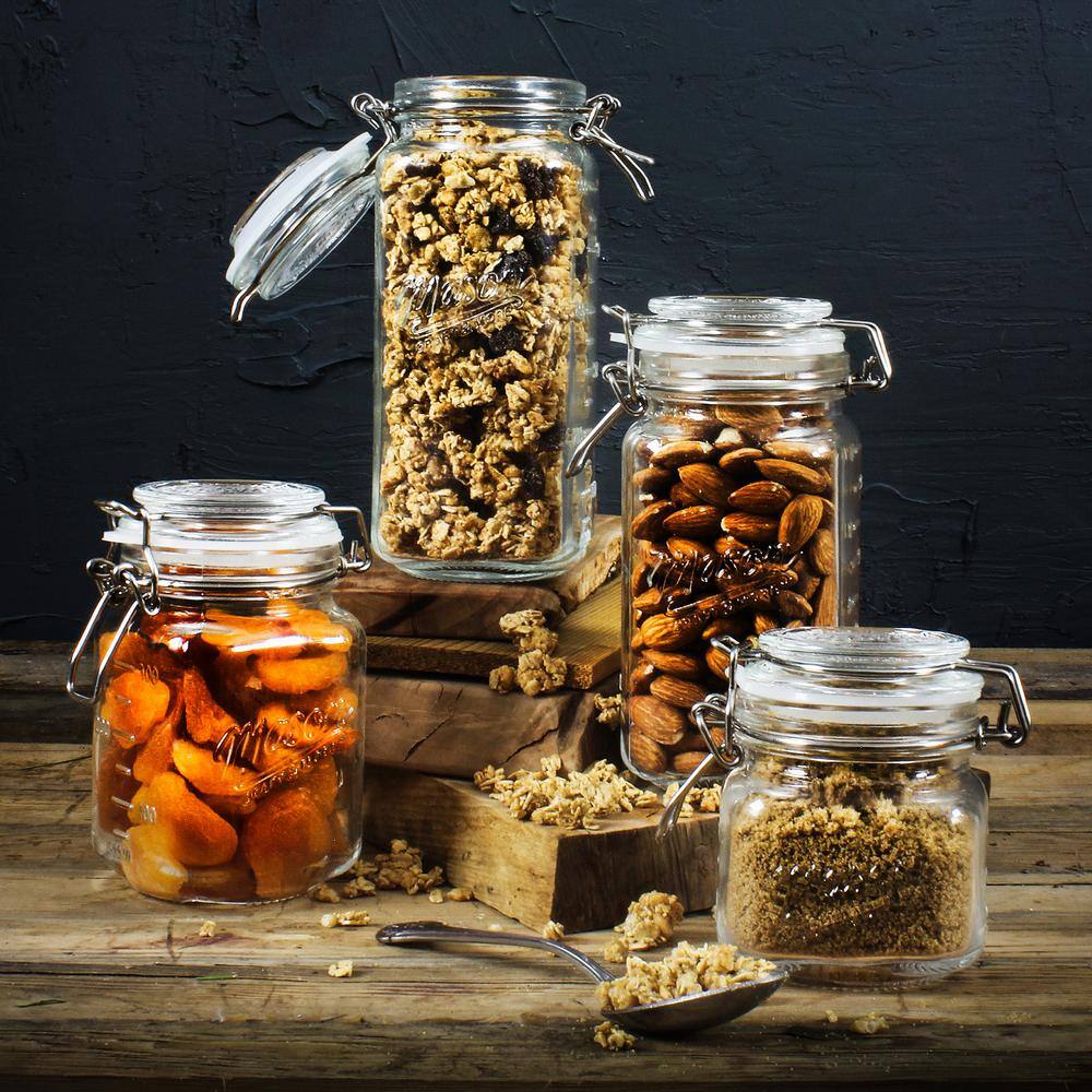 Mason Craft and More Mini Preserving Jar Set with Clamp Glass Lids (Set of 2)