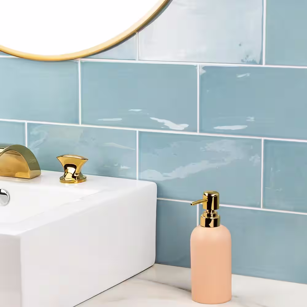 Ivy Hill Tile Barbados Light Blue 5 in. x 10 in. 9 mm Polished Ceramic Wall Tile (30 pieces / 9.9 sq. ft. / box)
