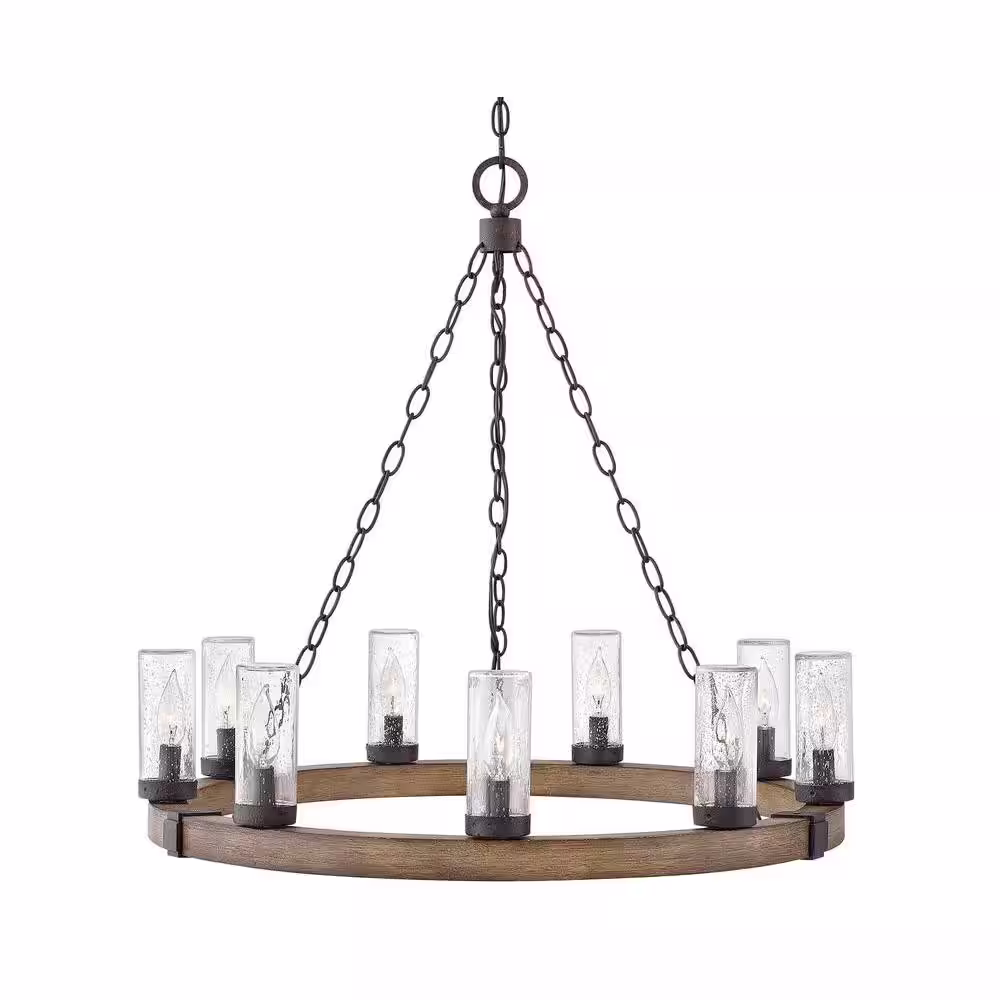 HINKLEY Sawyer 9-Light Sequoia Outdoor Single Tier Chandelier