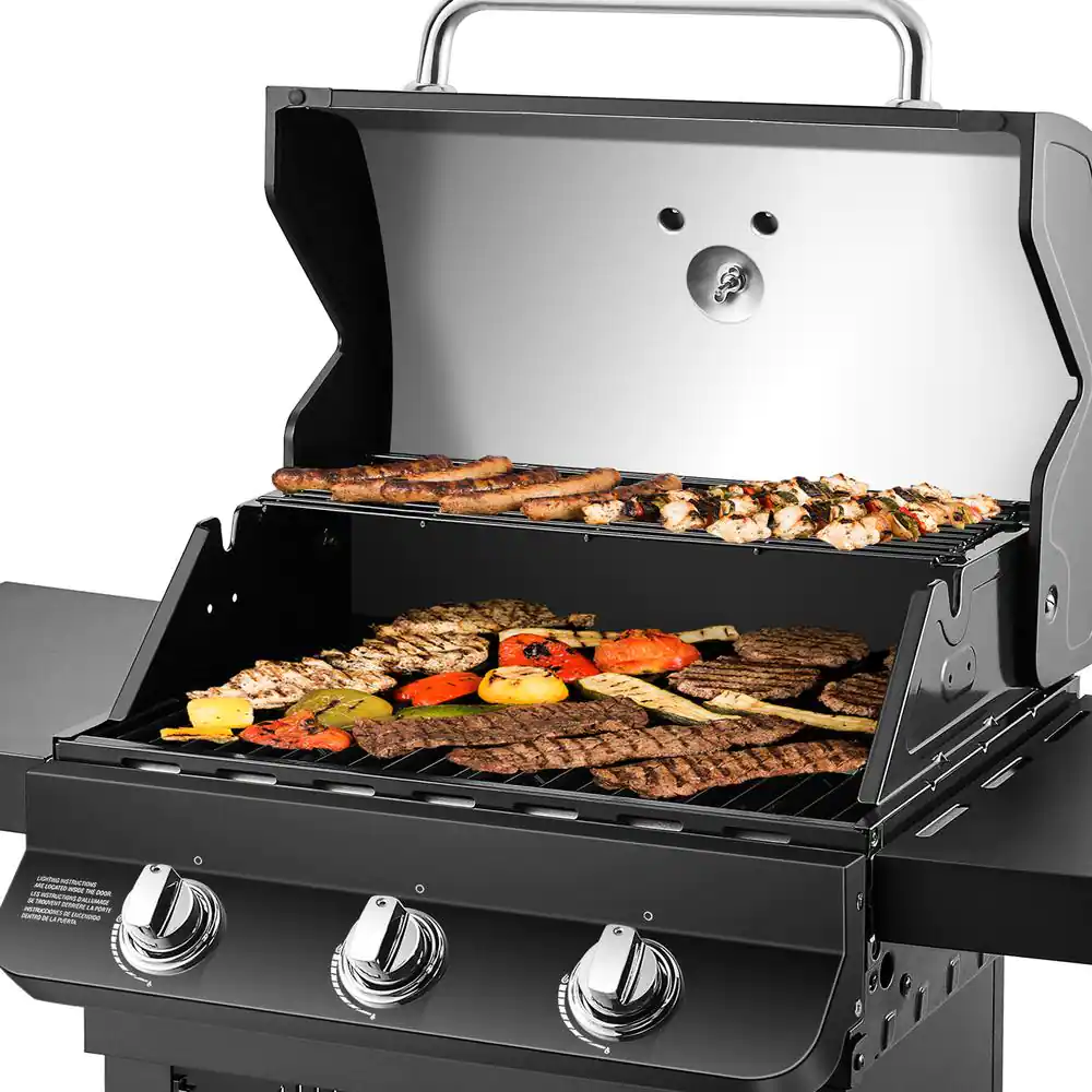Dyna-Glo Premier 3-Burner Propane Gas Grill in Black with Folding Side Tables