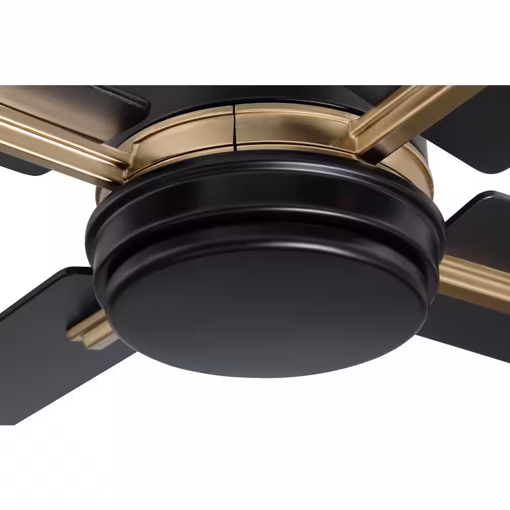 CRAFTMADE Teana 52 in. Indoor Tri-Mount Flat Black/Satin Brass Ceiling Fan, Integrated LED Light & 4 Speed Wall Control Included