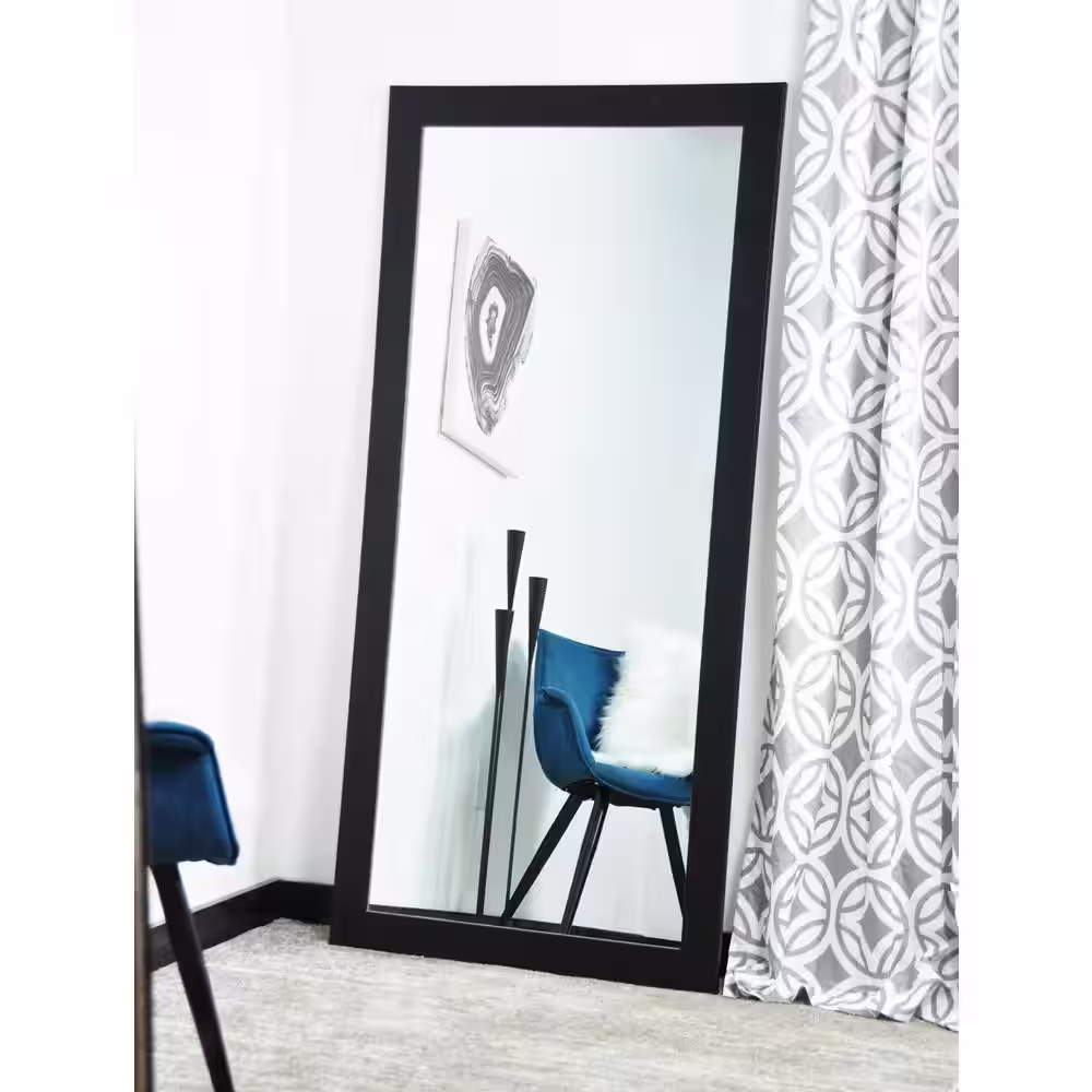 BrandtWorks Medium Matte Black Modern Mirror (32 in. H X 71 in. W)