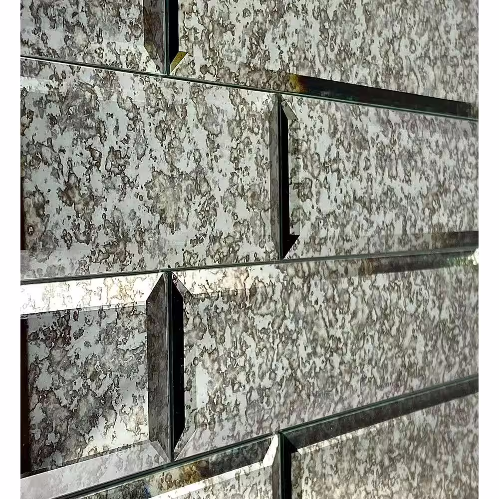 ABOLOS Reflections Antique Silver Beveled Subway 3 in. x 12 in. Glass Mirror Decorative Peel and Stick Tile (11 sq. ft./Case)