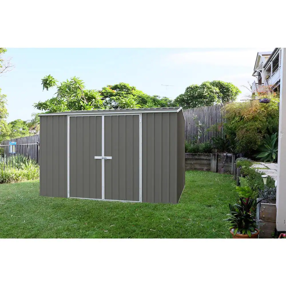 ABSCO Premier 10 ft. x 10 ft. Galvanized Steel Shed in Woodland Gray with SNAPTiTE assembly system (100 sq. ft.)