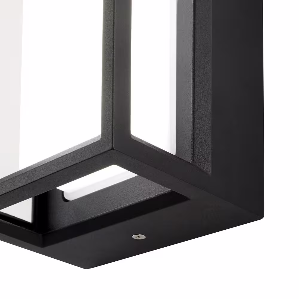 Home Decorators Collection Rockwood Black Modern Integrated LED Color Changing Outdoor Wall Lantern Sconce Light (1-Pack) Powered by Hubspace