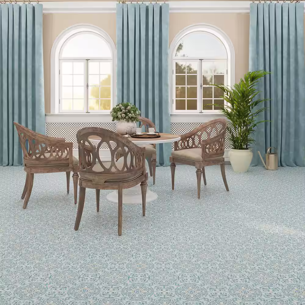 Lucida Surfaces BaseCore Sicilian Blue 12 MIL x 12 in. W x 12 in. L Peel and Stick Waterproof Vinyl Tile Flooring (36 sqft/case)
