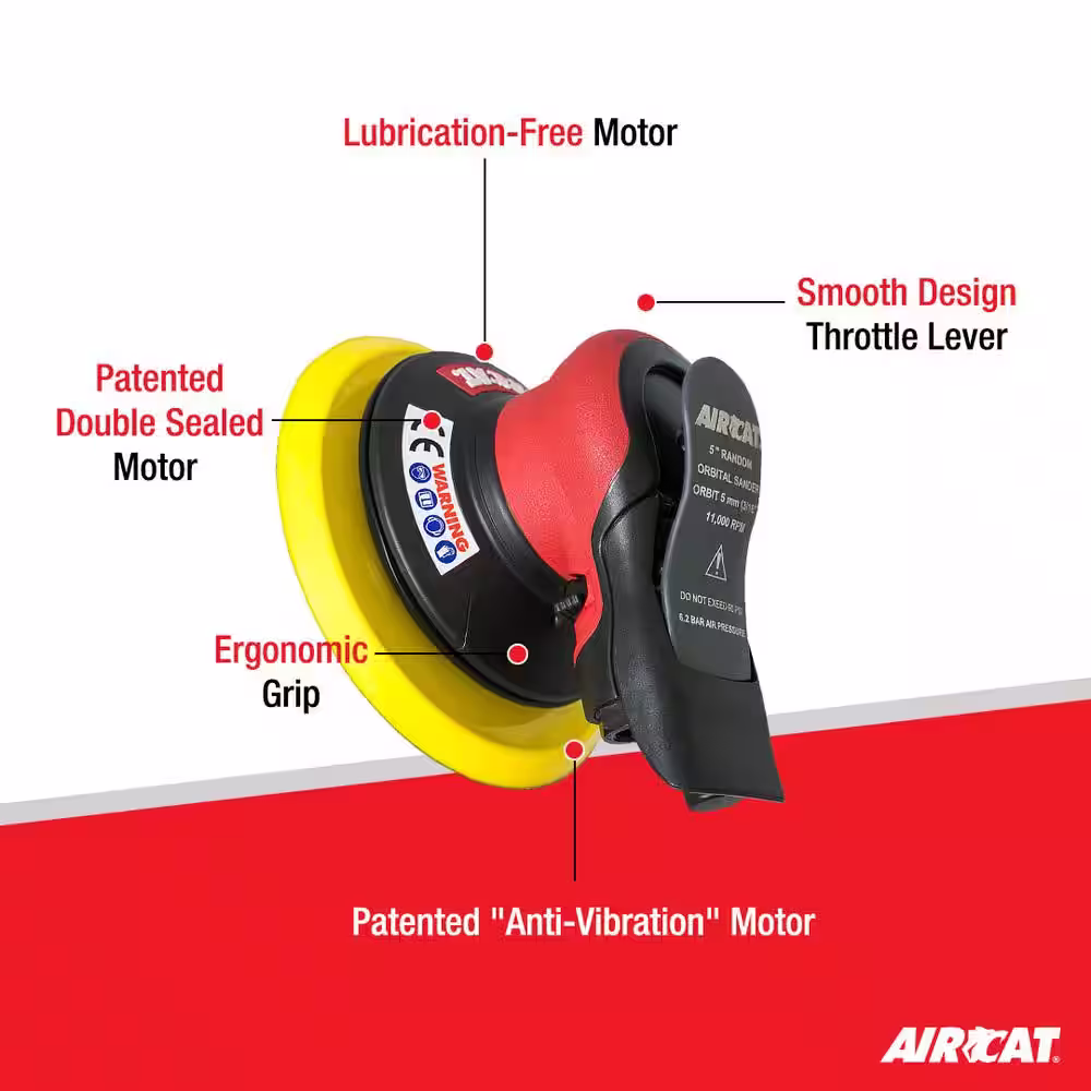 AIRCAT Composite 5 in. Orbital Palm Sander 3/16 in. Orbit