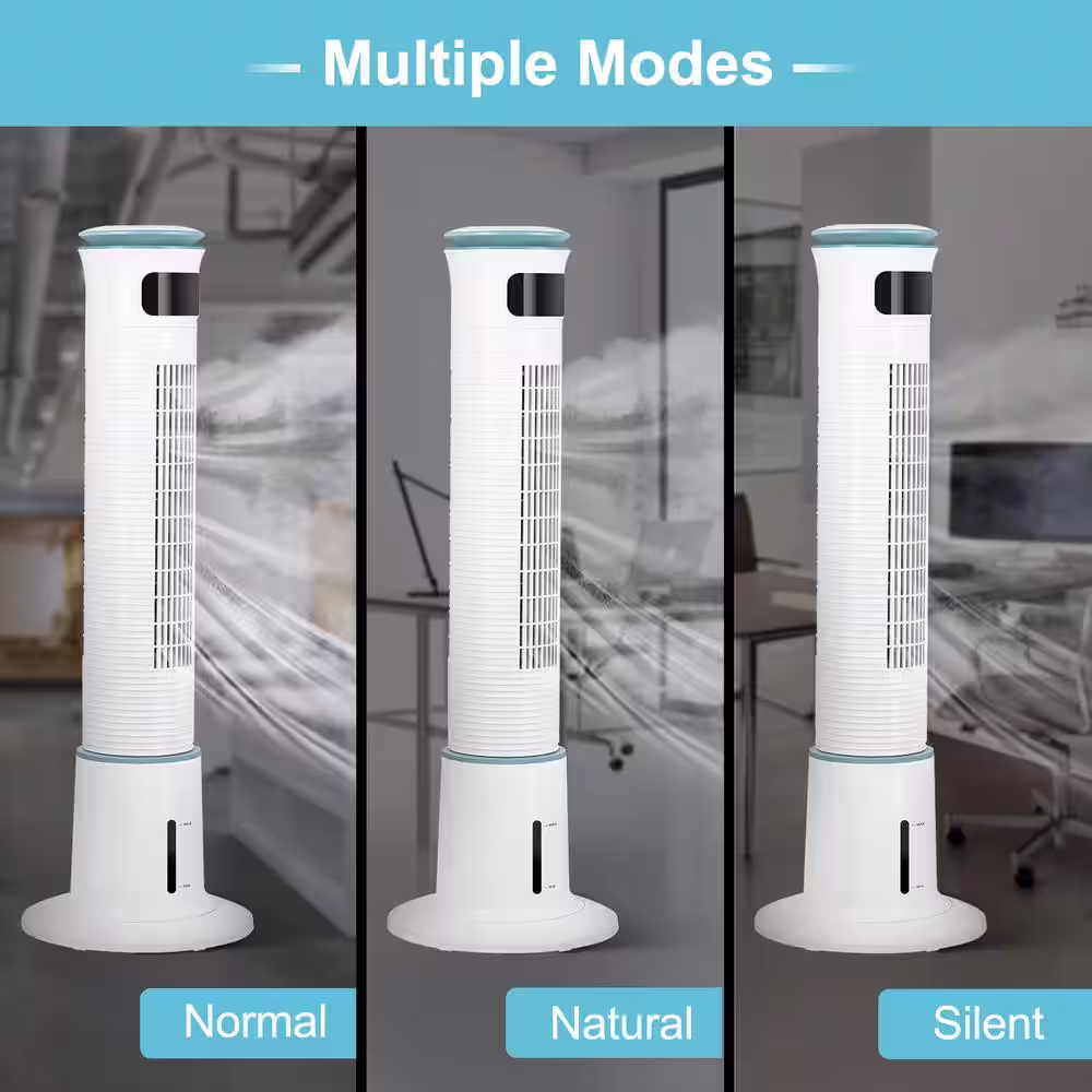 Edendirect 43 in. Mist Tower Fan, 12 Speeds and 3 Modes Settings Standing Fan, 15-Hour Timing Closure Cooling Fan, Low Noise-White