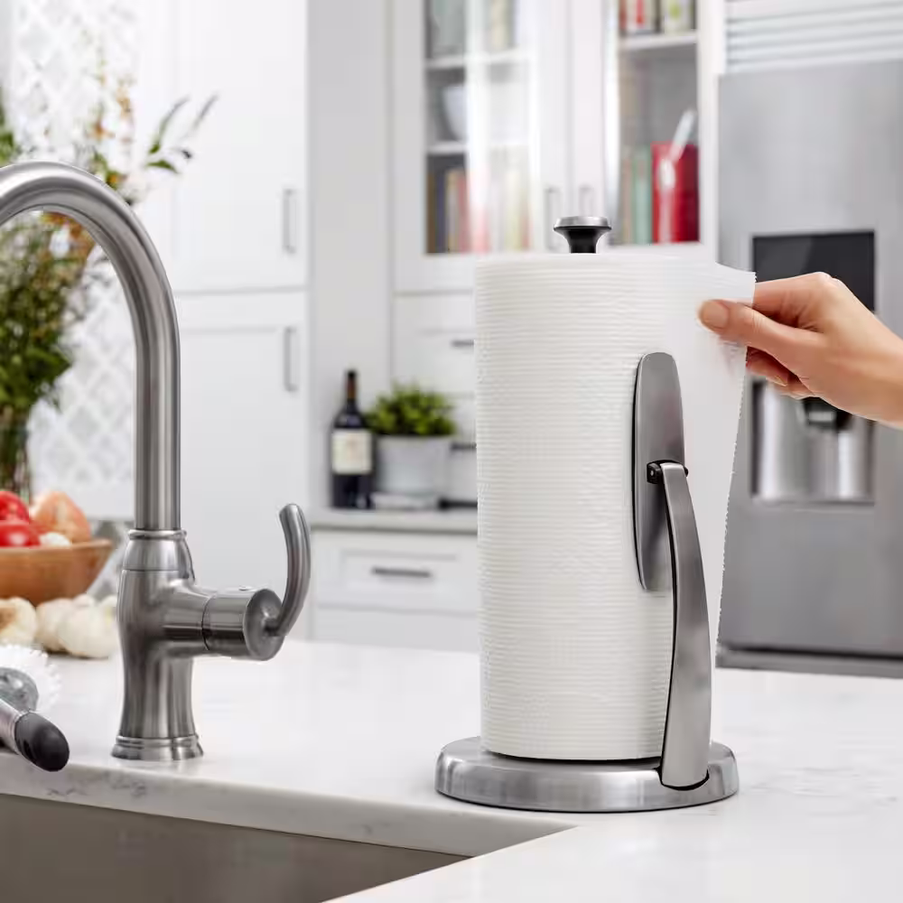 OXO Good Grips SimplyTear Tension Arm Paper Towel Holder in Stainless Steel