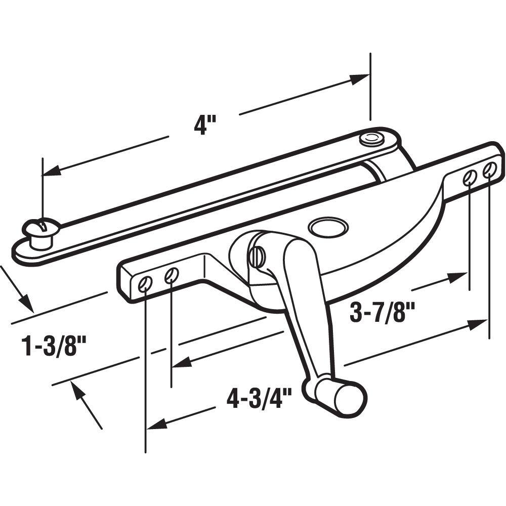 Prime-Line Aluminum Finish Off-Set Left-Hand Jalousie Operator
