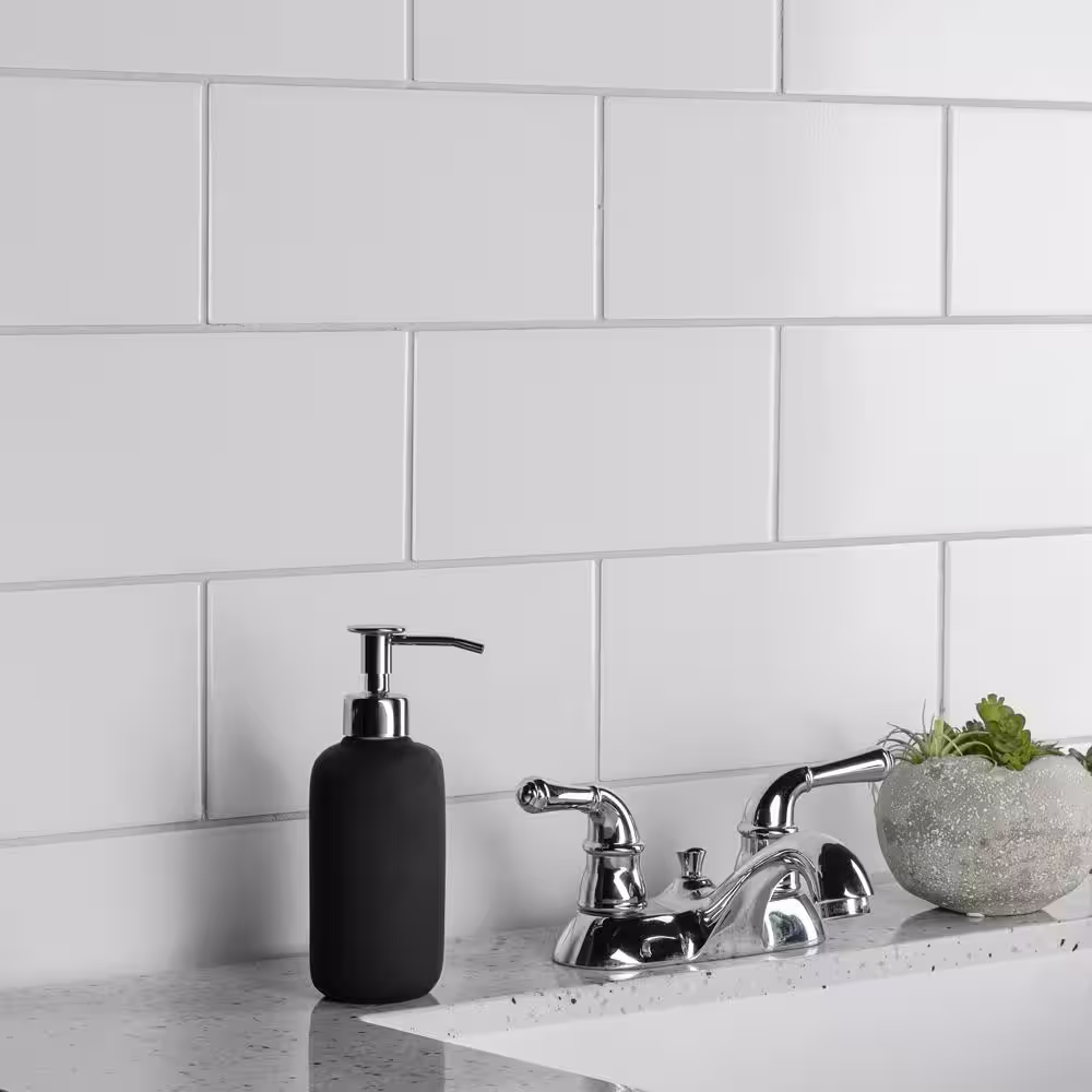 Merola Tile Piscina Brick Blanco Brillo 4-3/4 in. x 9-5/8 in. Porcelain Floor and Wall Tile (11.22 sq. ft./Case)