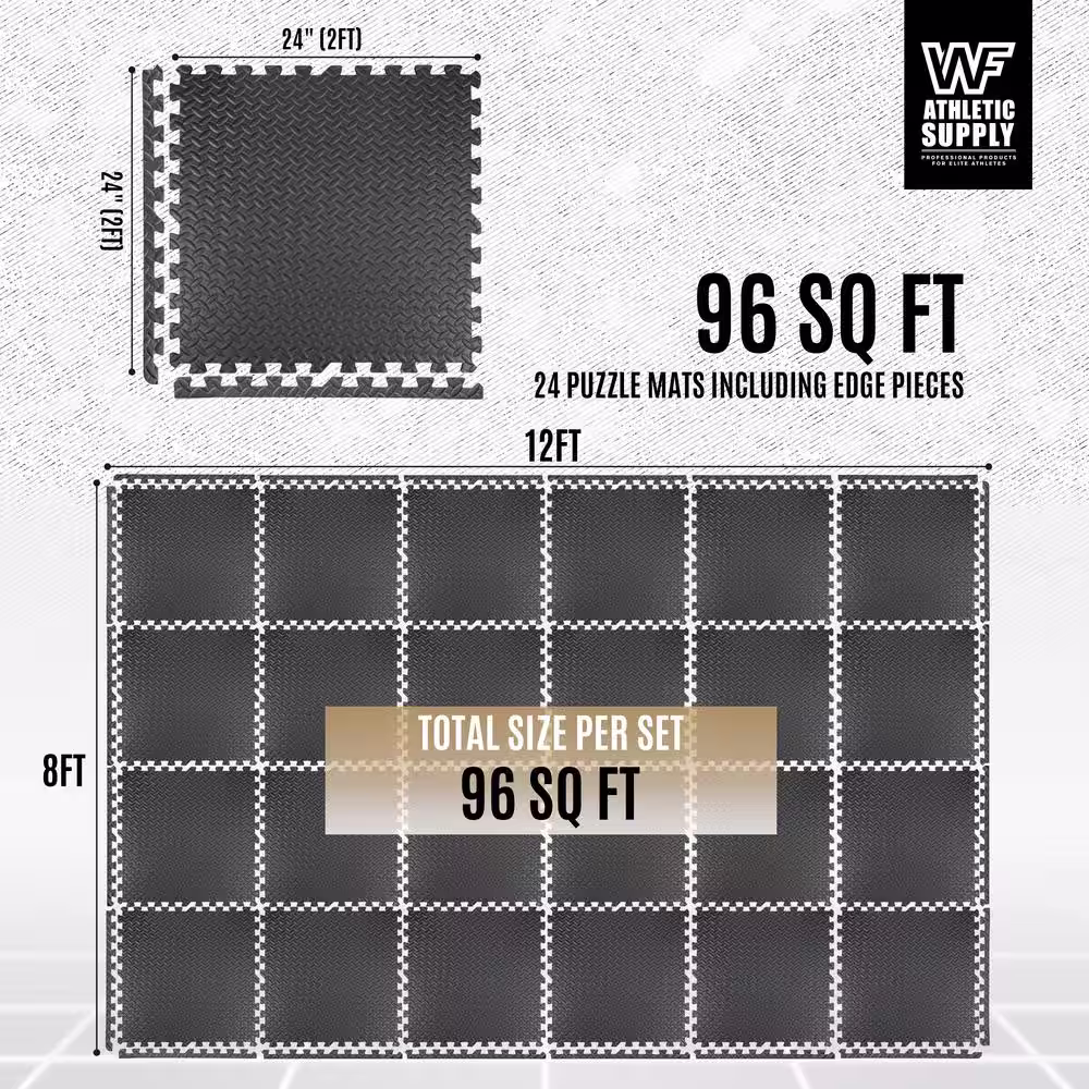 Fencer Wire 24 in. W x 24 in. L x 3/4 in. T Extra Thick Interlocking Puzzle Exercise Mat for Home and Gym Equipment (96 sq. ft.)