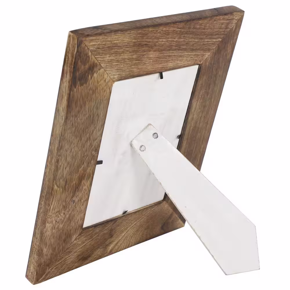 Litton Lane 5 in. x 7 in. Rectangular Carved Wood Antique Floral Picture Frame with Whitewash Finish