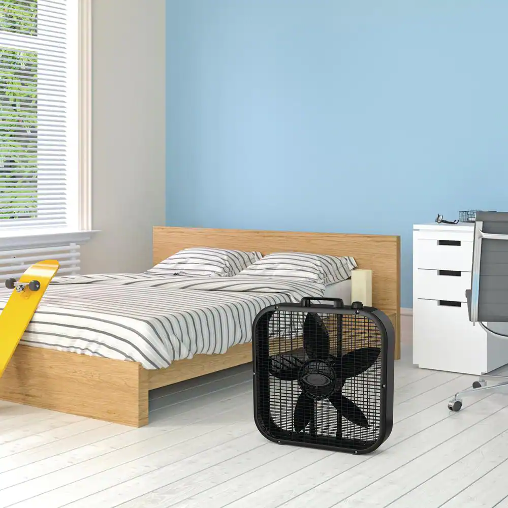 Lasko 20 in. 3 Speed Black Box Fan with Save-Smart Technology for Energy Efficiency