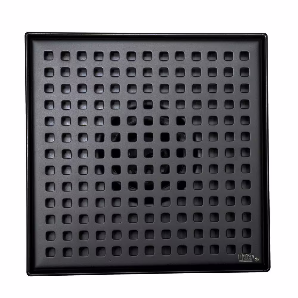 Oatey Designline 6 in. x 6 in. Stainless Steel Square Shower Drain with Square Pattern Drain Cover in Matte Black