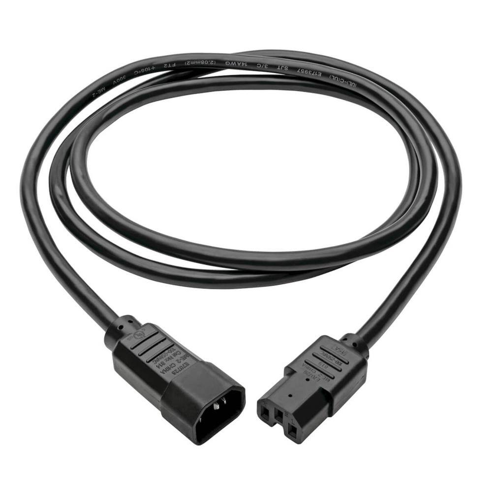 Tripp Lite 10 ft. 14-Gauge Heavy-Duty Indoor Black C-14 to C-15 Power Extension Cord