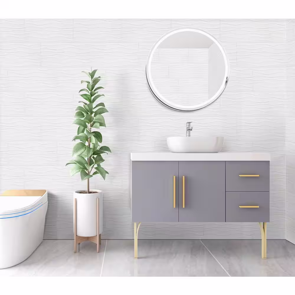 MSI Wavy White 12 in. x 24 in. Glossy Ceramic Wall Tile (16 sq. ft./Case)