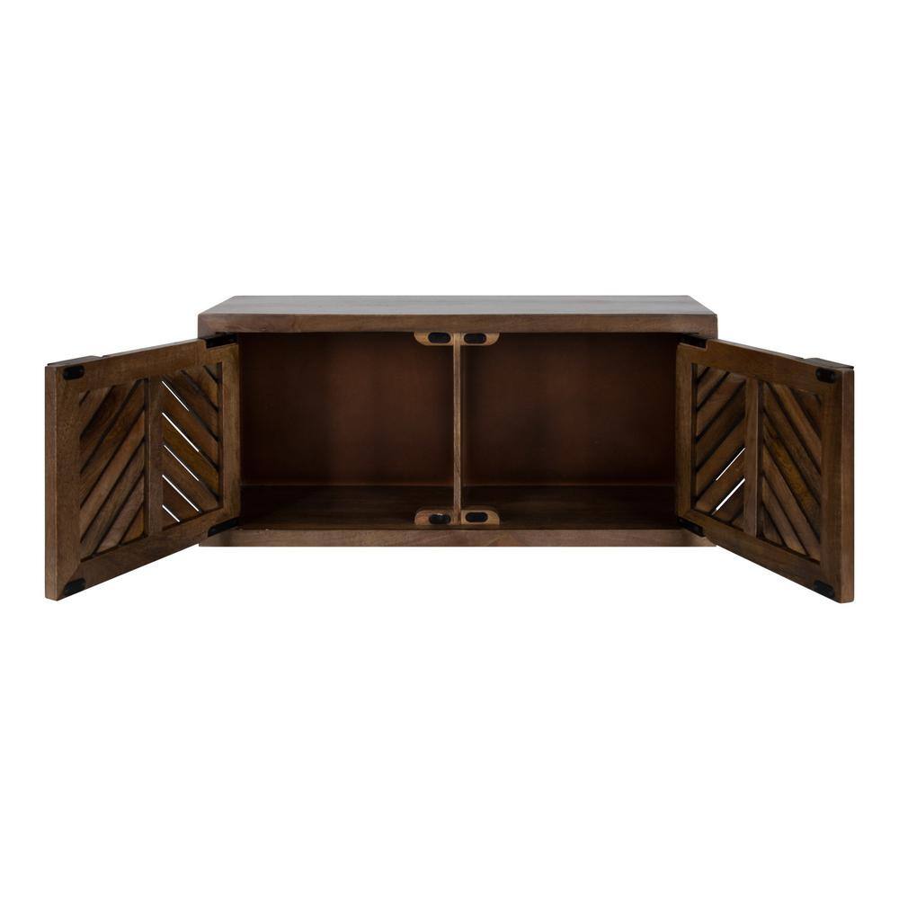 Kate and Laurel Mezzeta 10 in. x 30 in. x 14 in. Natural Wood Floating Decorative Cubby Wall Shelf With Brackets