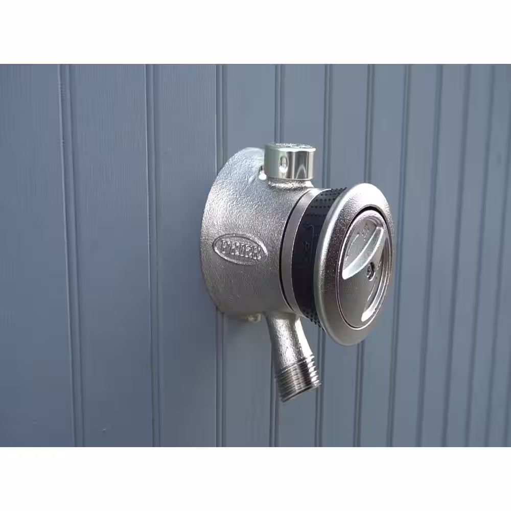 Prier Products 10 in. Single Handle Hot and Cold Mixing Hydrant Valve in Satin Nickel 1/2 in. Plain Copper Ends